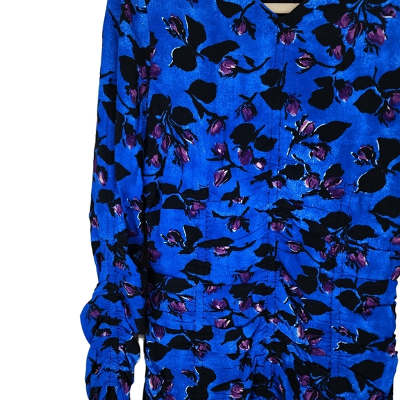 Zara Floral Ruched Long Sleeve Mini Dress - Picture 7 of 13